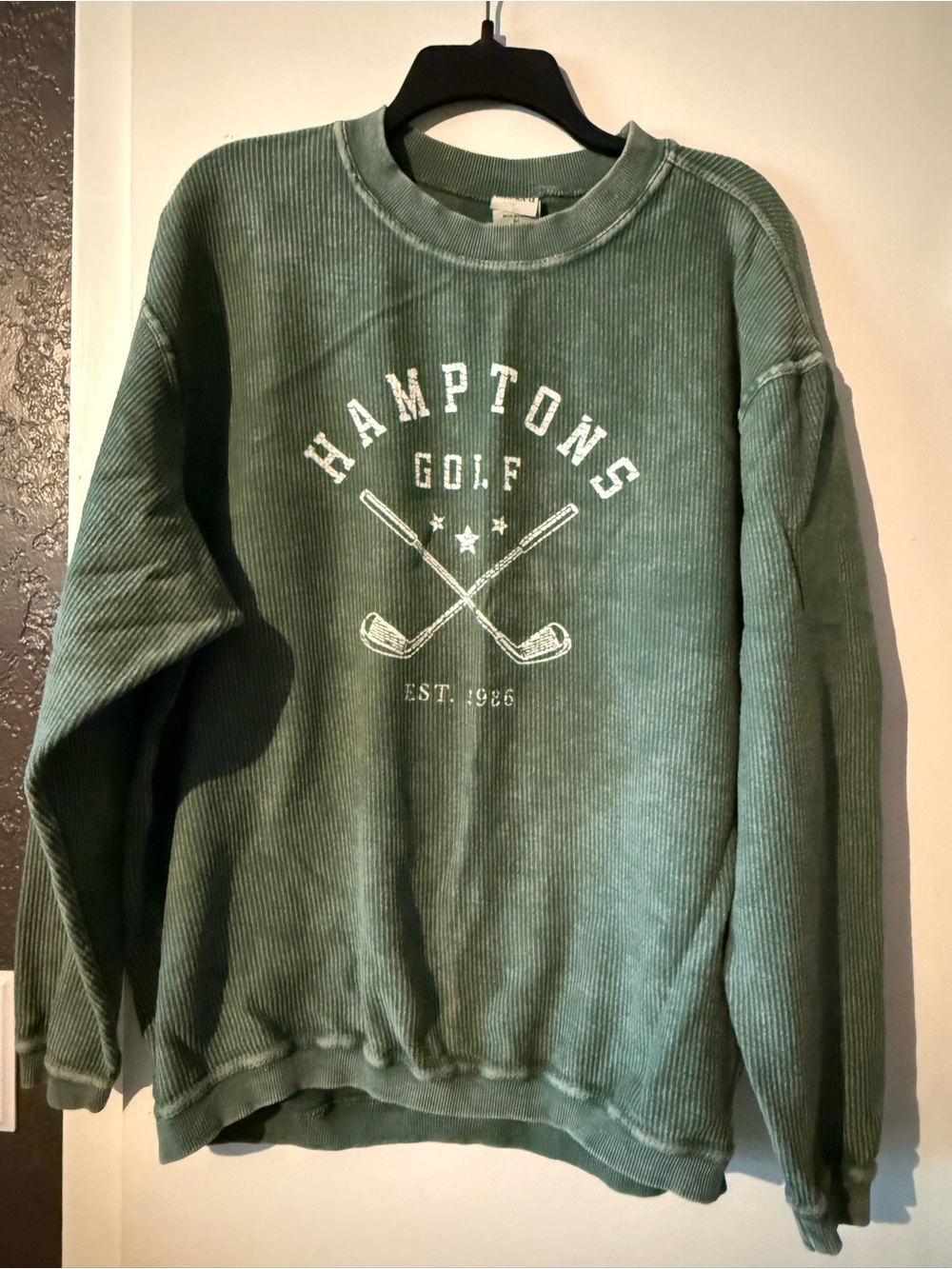 Women’s Green Corded Crewneck Sweater